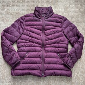 Lands End Down Puffer Down Coat Jacket Women's MP - 10-12 Plum Purple Warm Zip